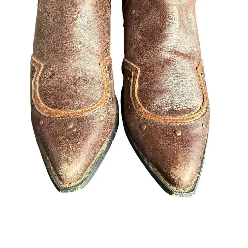 Durango Crush Cowboy Boots Women’s Brown Leather Embroidered‎ w/ Cross 13” - 9.5